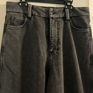 White Birch Black label, mineral washed black cotton wide leg pants, size lg